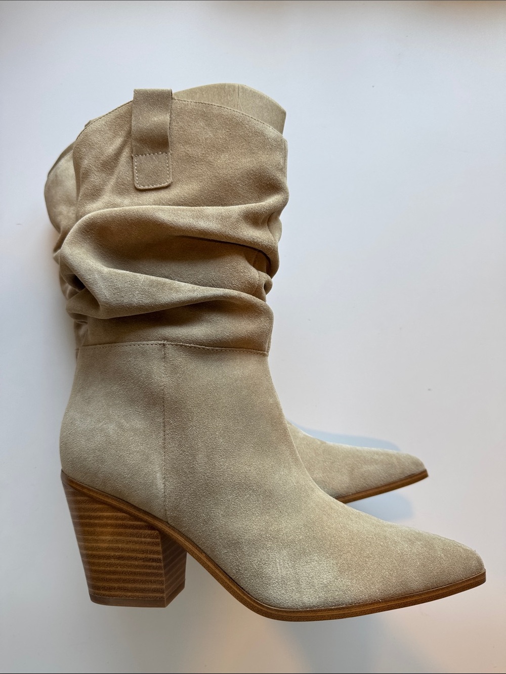 Nine West Kadon Tan Suede Western Style Slouchy Boot - Picture 1 of 5